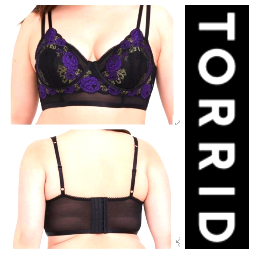 TORRID Longline Underwire Bralette Lace Mesh Floral Plus 3X NWT